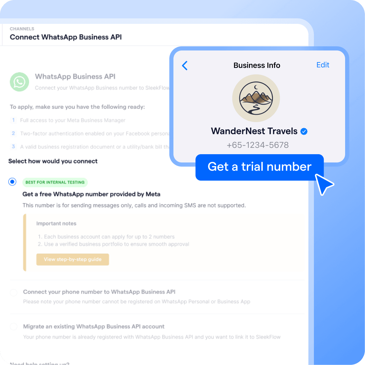 whatsapp channel page - free test number
