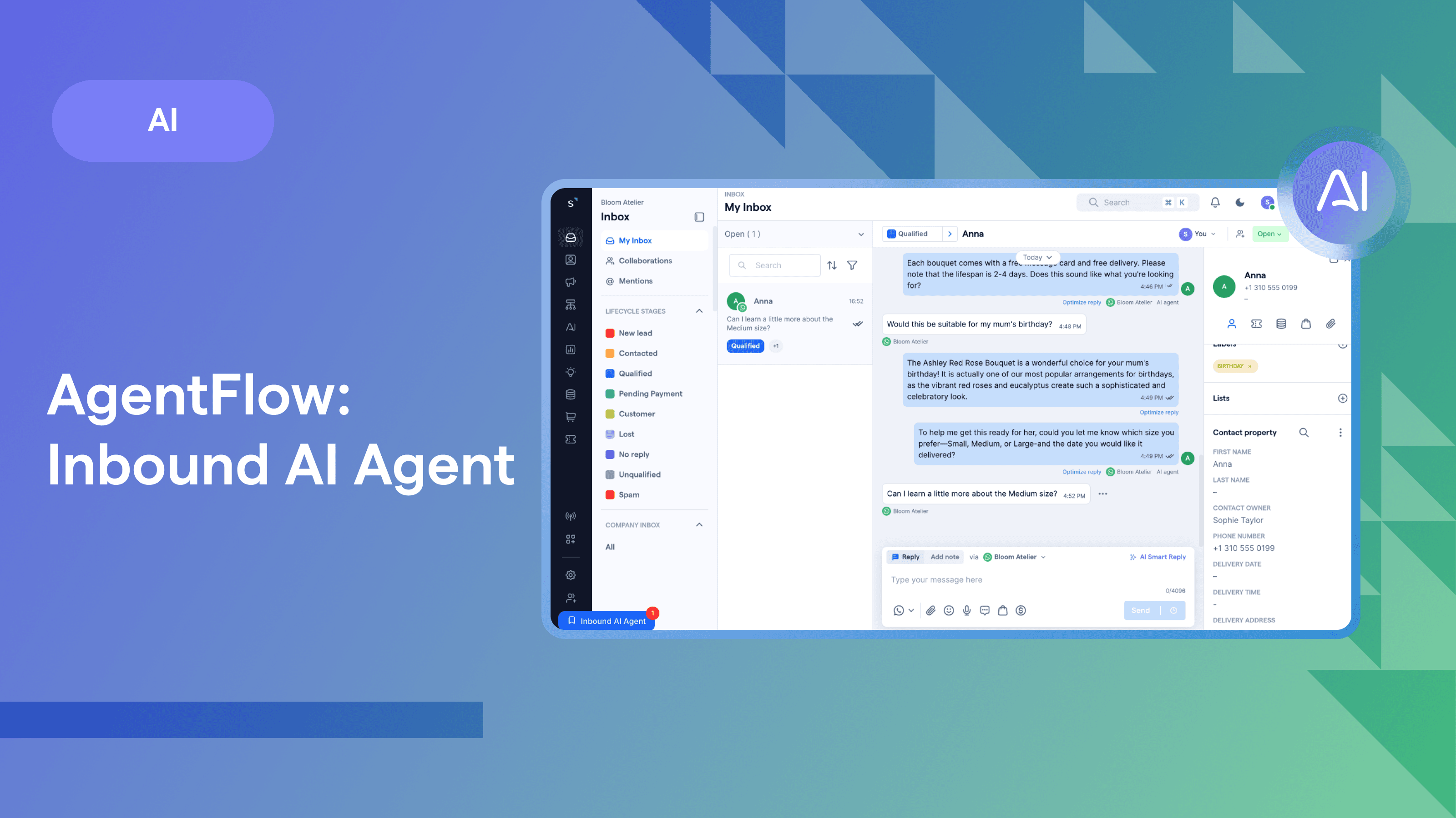 AgentFlow - AI Inbound Agent Interactive demo